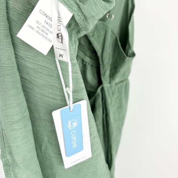 Cupshe Dress Size Medium Sage Green V Neck Cut Out NEW Beach Cover Up Swim - Picture 5 of 7